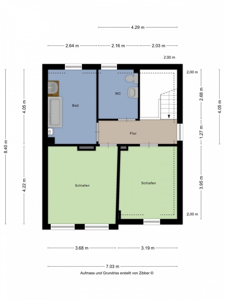 Grundriss Obergeschoss Doppelhaush�lfte Goch