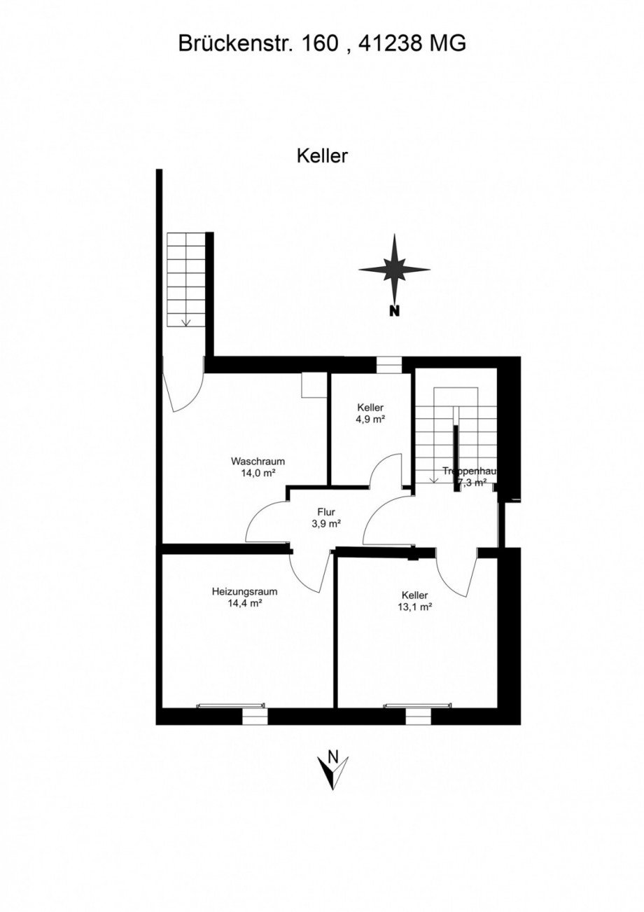 Floorplan letterhead - Br�ckenstr. 160 , 41238 MG - Keller - 2D Floor Plan Doppelhaush�lfte M�nchengladbach